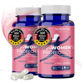 NORDWISE Probiotika Darmsanierung für Frauen I 2 Monatsvorrat (300 Mrd. KBE/Paket) I Unterstützung für Darmflora Aufbau - Als Darmreinigungskur effektiv den Blähbauch loswerden