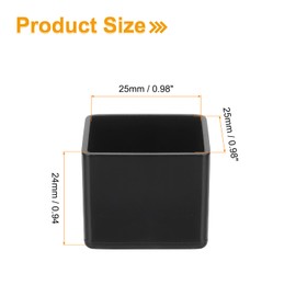 sourcing map 16 Pcs Chair Leg Caps, 1"x1" PVC Non-Slip Floor Protectors Square Chair Leg Covers Table Leg Caps for Furniture, Black