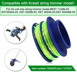 VinneMOO KLS124-03 Dual-line Spool Compatible with Kobalt 24-Volt KST 2024A-03 KST1124B-03 Max Weed Wacker String Trimmer,Replacement for Kobalt Weed Eater String 0.080'' 20Ft,8Pack