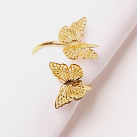 RANNYOZIO Gold Butterfly Napkin Rings Set of 8 Napkin Ring Holders for Christmas Wedding Party Dinner Table Decor