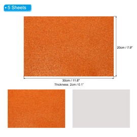 PATIKIL Orange Shiny EVA Glitter Foam Sheet 11.8 x 7.9 Inch 2mm Thick Sparkle EVA Glitter Felt for Crafts DIY Project, 5 Pcs