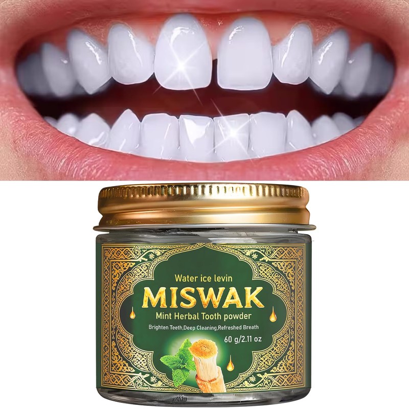 2PCS Miswak Tooth Powder, Oral Care, Herbal Whitening Toothpaste, Supports