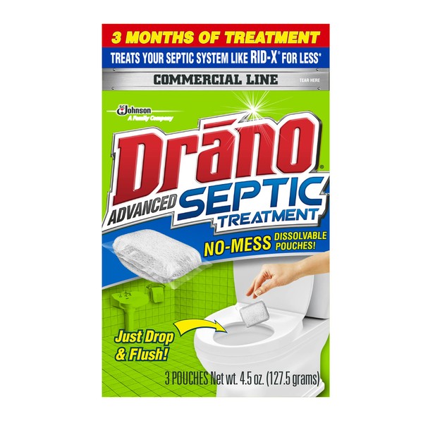 Drano Advanced Septic Tank Treatment, 3 Pouches, 4.5 oz