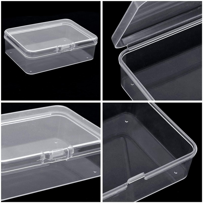 Cisolen 10Pcs Small Plastic Containers with Lids Mini Rectangular Empty