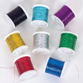 Baker Ross AT298 Glitter Thread, Arts and Crafts for Kids (Pack of 8), Assorted