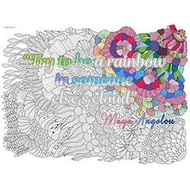 Giant Coloring Poster for Adults, Teens, and Kids - Large Inspirational & Motivational Mandala Coloring Page Sheets - Ideal for Classroom, Office, Home & Group Activities (Try To Be A Rainbow, 36x48)