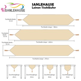 SANLEHAUSE Table Runner Linen Beige 32 x 220 cm, Tablerunner Linen Look, Table Runner, Plain, Modern, Easy-care Table runner for Dining Table, Coffee Table, Restaurant, Decoration