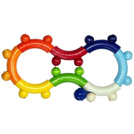 Hess Holzspielzeug 11011 - Motorik-Rassel aus Holz, in Form einer Acht, mit beweglichen Teilen, für Babys ab 6 Monaten, handgefertigt, für Greifübungen und fröhlichen Rasselspaß