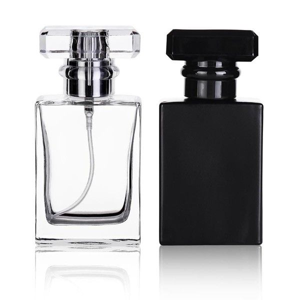 zaoalife Travel Perfume Bottle,2PCS Square Spray Bottle,30ml Empty Container,Refillable Perfume