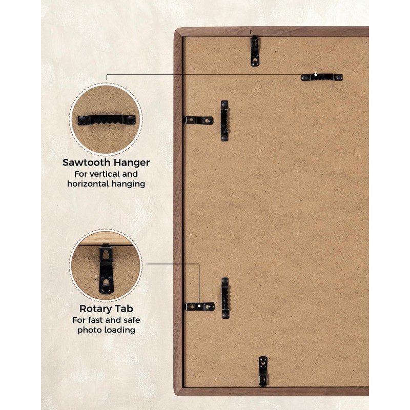 RICHFOCUS 12x16 Picture Frame USA-Sourced Natural Walnut Solid Wood Photo