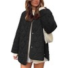 Flygo Women's Oversized Quilted Lightweight Jacket Button Down Puffer Padded