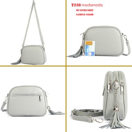 modamoda de - T238 Italian Women's Shoulder Bag Leather Medium, White, Sporty, elegant