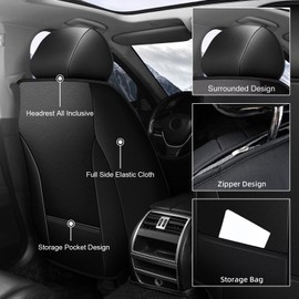 AOMSAZTO Car Seat Cover Custom Fit for Ford Ranger 2019 2020 2021 2022 2023 2024 Car Seat Cushion Protector Waterproof Faux Leather Automotive Seat Covers Full Set Black&Grey