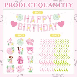 Spa Birthday Party Decorations Include Spa Happy Birthday Banner Hanging Swirls Spa Day Theme Party Supplies For Girls