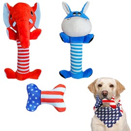 Hydrodogz 3 Pack Squeaky Plush Dog Chew Toy Assortment Bundle Elephant, Donkey, Bone Fun Cute Soft Interactive Toys for Aggressive Dogs, for All Breeds and Sizes