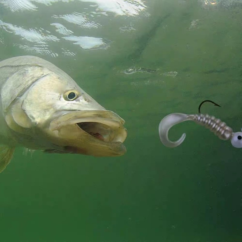 17Pcs Soft Fishing Lures Grub Worm Soft Fishing Baits with