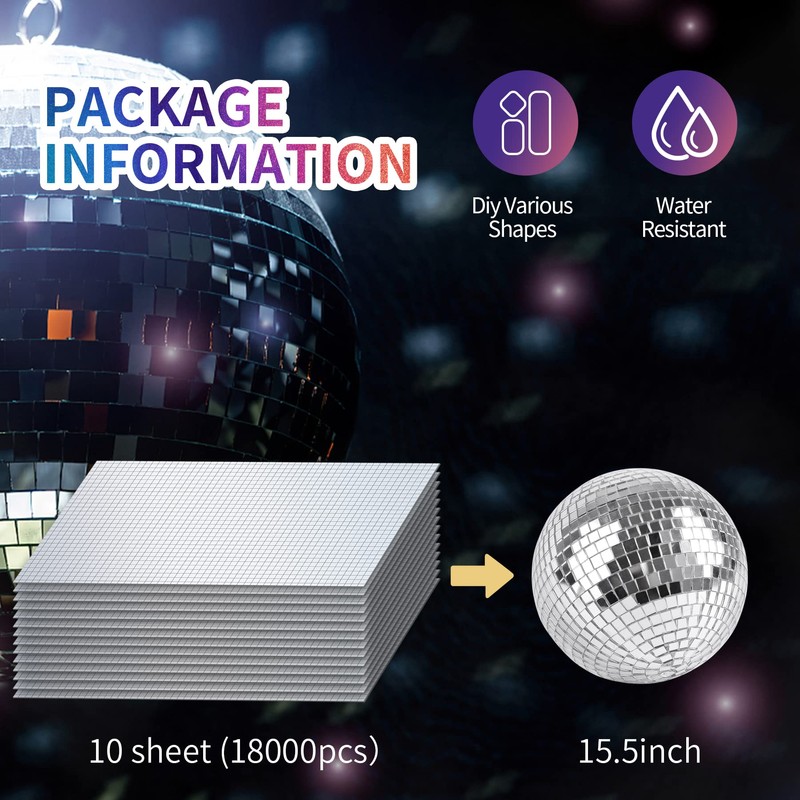 18000 PCS Silver Mini Square Disco Tiles, 5 x 5