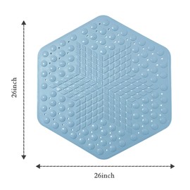 Non Slip Shower Mat, Thick Absorbent Bathroom Floor Mat, Anti Slip Bath Mat for Inside Shower, Bathroom Decor 26"X26" Inches (Blue)