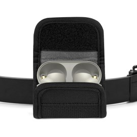 Geekria - Funda de transporte para auriculares compatible con Sony WF-1000XM6, WF-C710N, LinkBuds Open/Fit, WF-C510, funda protectora con soporte de clip para correa de bolsa (negro)