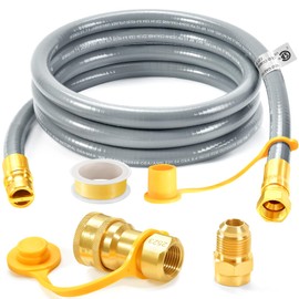 GasSaf 8 FT Natural Gas Grill Hose with Quick Connect Fitting, Natural Gas Conversion Kit Suitable for Gas Grill, Generator, Patio Heater and More (with Sealing Tape)