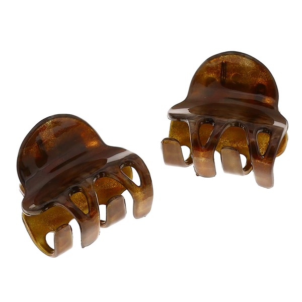 Camila Paris CP2928 French Hair Clips for Women, Set of 2 Small Brown Girls Hair Claw Clips Jaw Fashion Durable & Styling Hair Accessories for Women, Strong Hold No Slip Grip, Made in France
