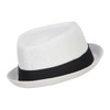 Big Size Solid Upbrim Pork Pie Fedora - White 2XL-3XL