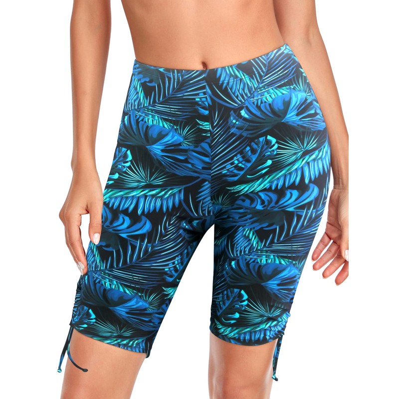 RELLECIGA Women's Blue Leaf High Waisted UV Sun Protection Swim