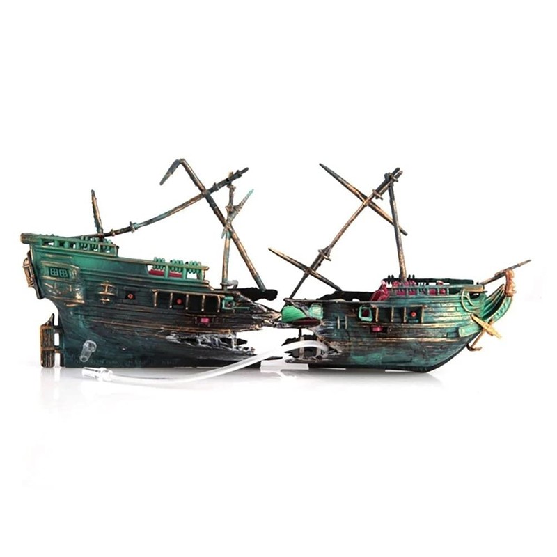 Lrtzizy Aquarium Shipwreck Decor Boat Plastic Set Resin Ship Fish