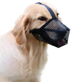 Dog Muzzle, Soft Mesh Covered Muzzles for Small Medium Large Dogs, Protection Muzzle with Adjustable Straps, Prevent Biting Chewing and Licking, Allows Panting and Drinking (S: Snout:8¾"-9¾")