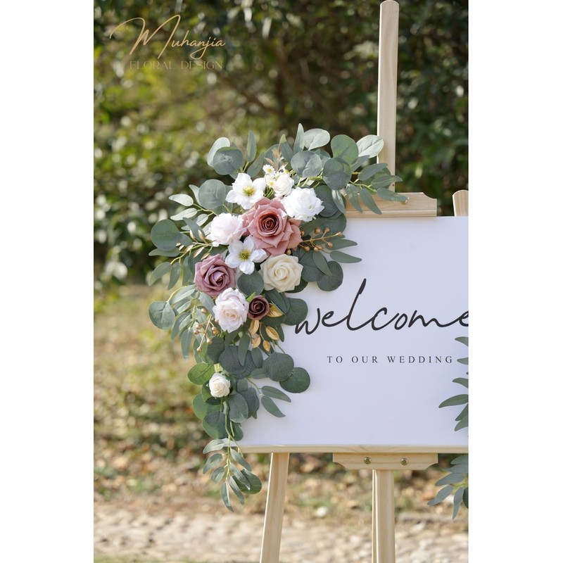 Muhanjia Wedding Sign Faux Flower Swag (Pack of 2) for
