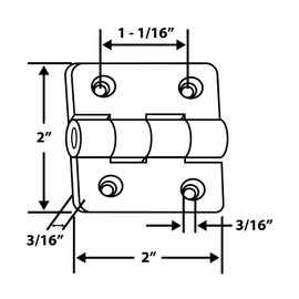 Outwater Plastics: 2'' x 2'' Polypropylene Butt Hinge | White | 2 Pack