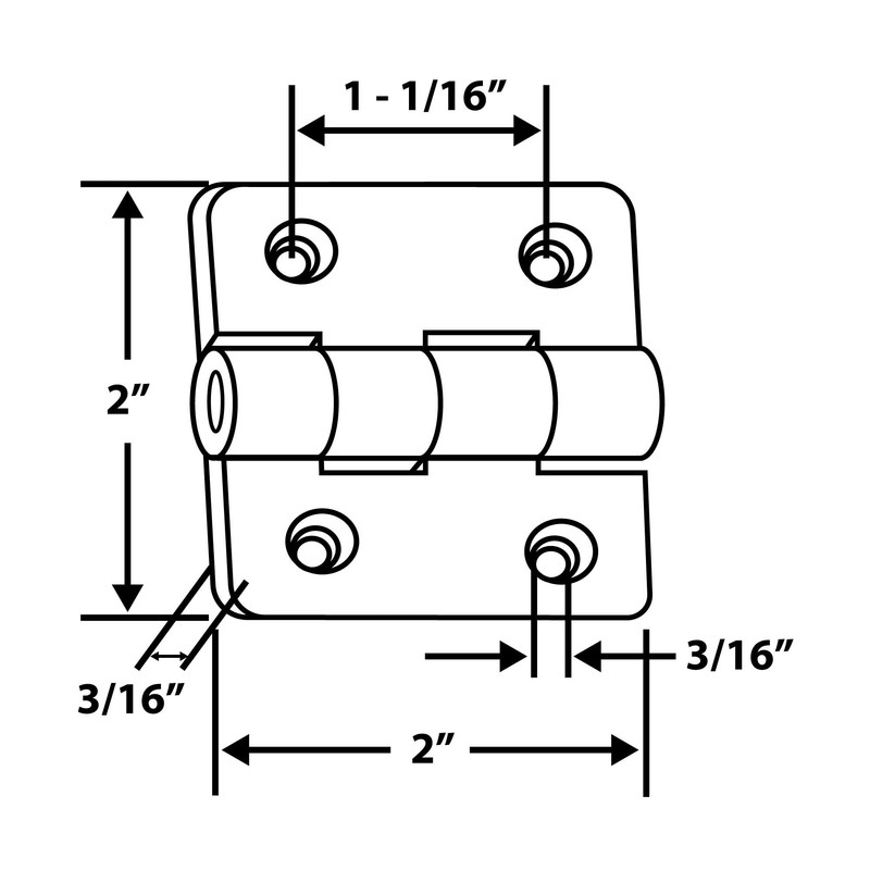Outwater Plastics: 2'' x 2'' Polypropylene Butt Hinge | White