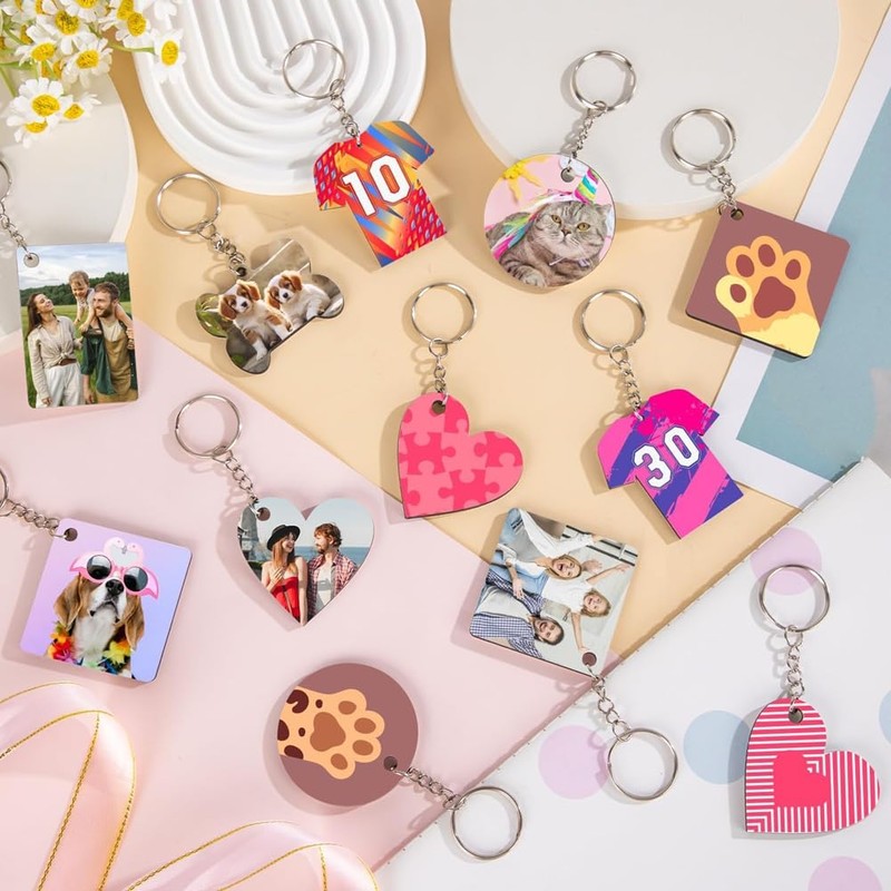 Pinafresa 180 Pieces Sublimation Keychain Blanks Double Sided Rectangle Sublimation