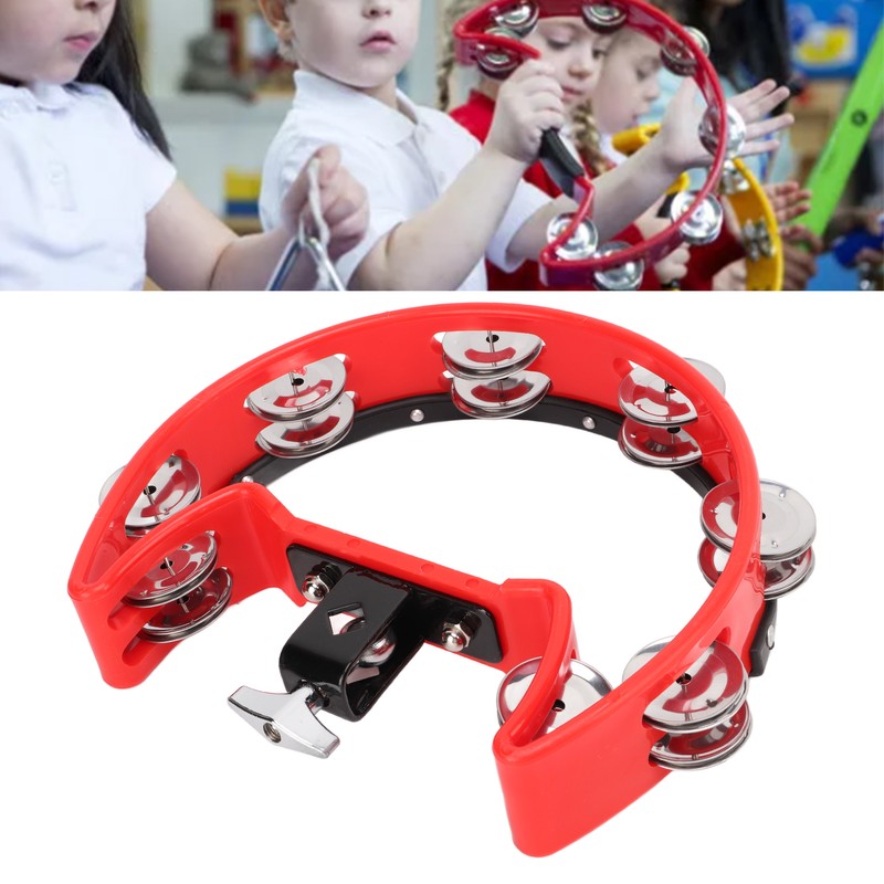 Tambourine Single Row Metal Jingle Bells Handheld Percussion Drum Instrument