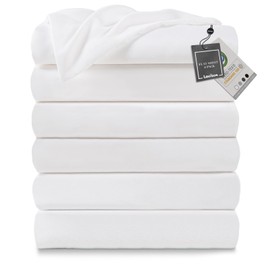 Lavisun Twin Flat Sheets 6 Pack,White Brushed Microfiber Bed Sheets, Soft & Breathable Bulk Sheets for Hotel, Massage, Hospital, Home, AirBnb, Dorm