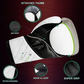 Mytra Fusion Boxing Gloves Punch Hard SL-5 Training Bag Gloves (White/Grey, 12-oz)