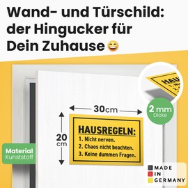 DankeDir! Hausregeln Funny Sign 30 x 20 cm Birthday Gift Funny Saying Wall Decoration Saying Sign Door Sign Party Gift Idea Party Decoration Colleagues Friends Decoration Gift