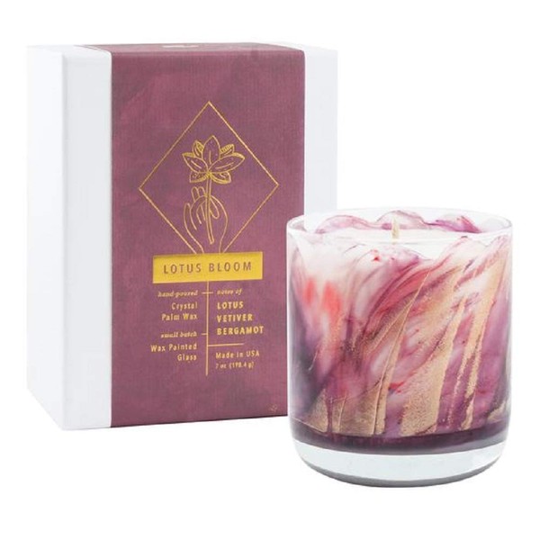 Northern Lights Wellness & Relaxation Aromatherapy Meditation Painted 8oz Candle (Lotus Bloom)