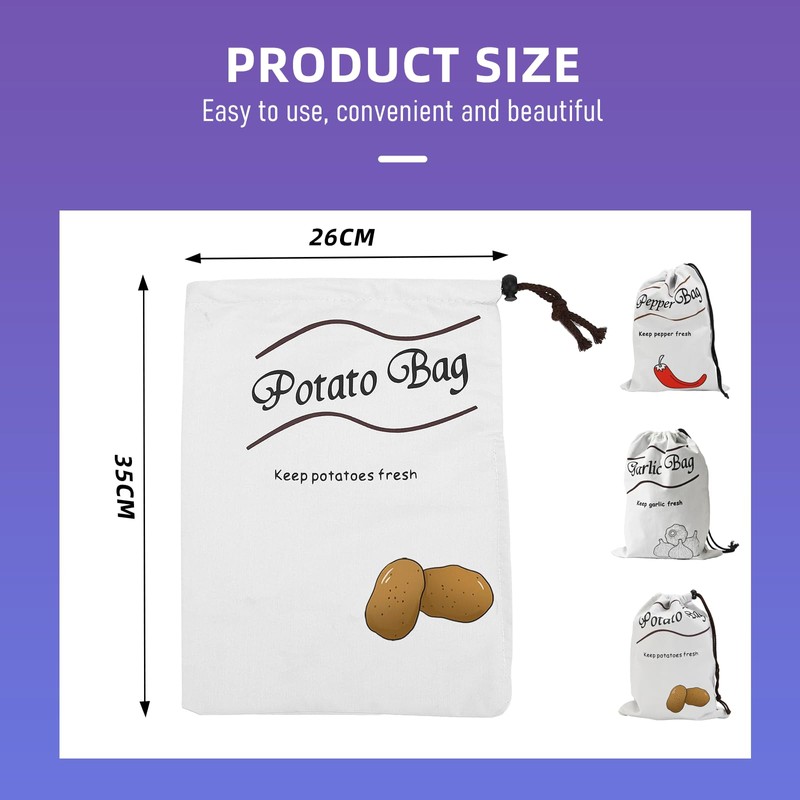 Potato Onion Storage Bags 3PCS Reusable Produce Storage Bags Breathable