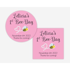 Birthday Thank You Sticker, Color Background Birthday Favor Sticker, Bee Theme Birthday Favor Stickers, Honey Jar Stickers (#644-SS)