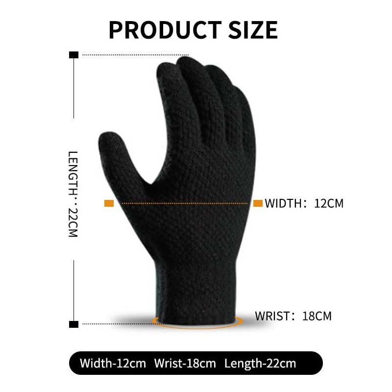 HGDGears Winter Warm Knitted Gloves for Men,Soft Lining,Touchscreen Thermal Knitted