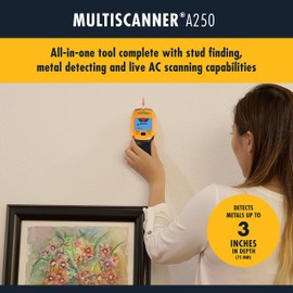 Zircon MultiScanner A250 All-In-One Stud Finder/Metal Detector/Live AC Wire Detection and Scanner,Yellow