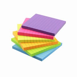 Early Buy Lined Sticky Notes with Lines 4x4 Self-Stick Notes 6 Bright Color 6 Pads, 71 Sheets/Pad