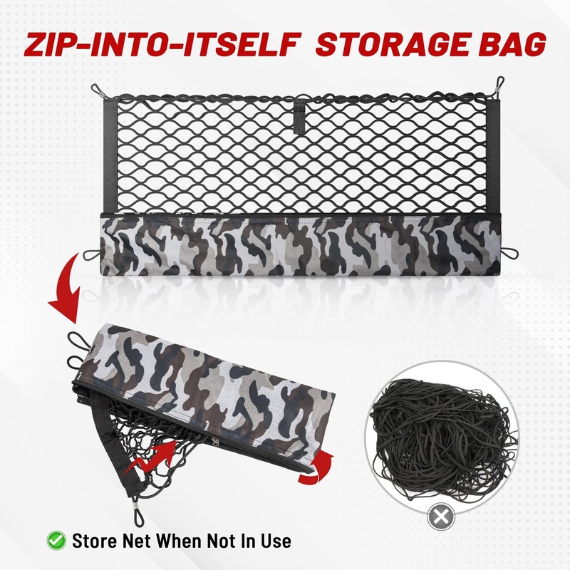 RED WOLF Upgraded Envelope Cargo Net with Storage Bag Fit