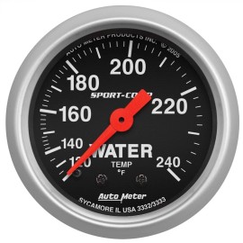AutoMeter 3332 2-1/16 in. Water Temperature Gauge, 120-240 F, 6 Ft., Mechanical,
