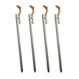Titanium Pegs 11.8 inches (30 cm), Camping Pegs, Titanium with Reflective Rope, For Tents, Tarps, Setup, Set of 4, 6, 8 Pieces (11.8 inches (30 cm) 4 Pieces)