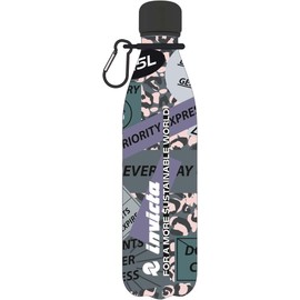 Invicta Water Bottle, Thermal Bottle, Water Bottle, 500 ml, BPA-Free, School and Sports, Black/Grey