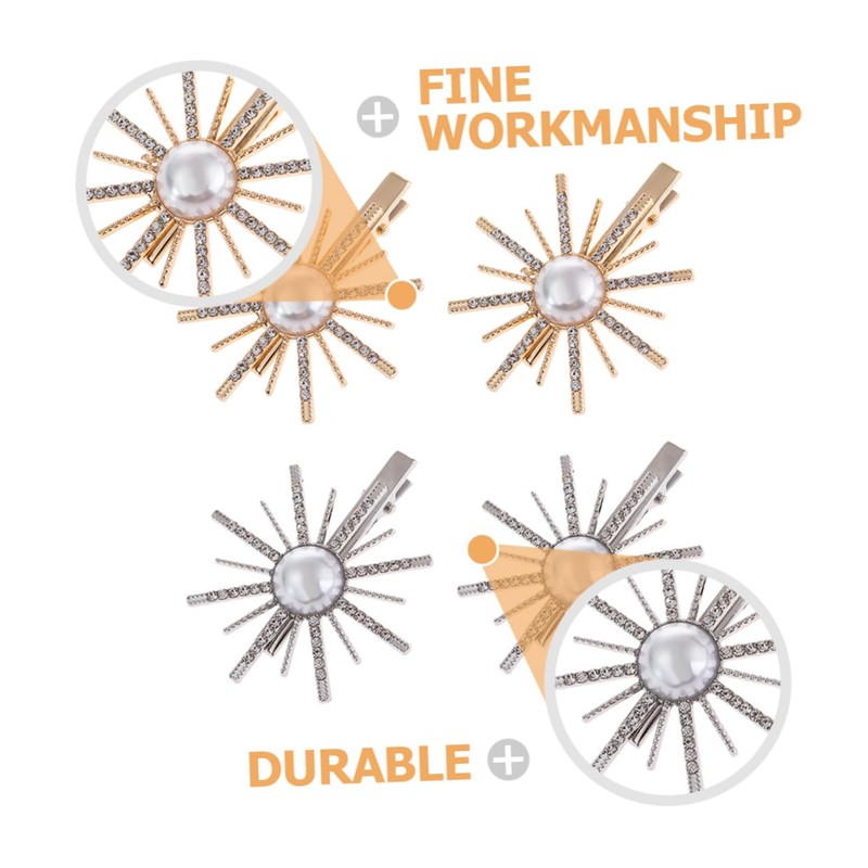 Baluue 4pcs Rhinestone Hair Clips for Women Elegant Barrettes Hair