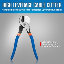 Jonard Tools JIC-63050 High Leverage Cable Cutter - Chrome Vanadium Steel, Induction-Hardened Edges, Cuts Aluminum, Copper & 100-Pair 24 AWG Cable, Ergonomic Grip, 13/16” Jaw Opening (Color May Vary)
