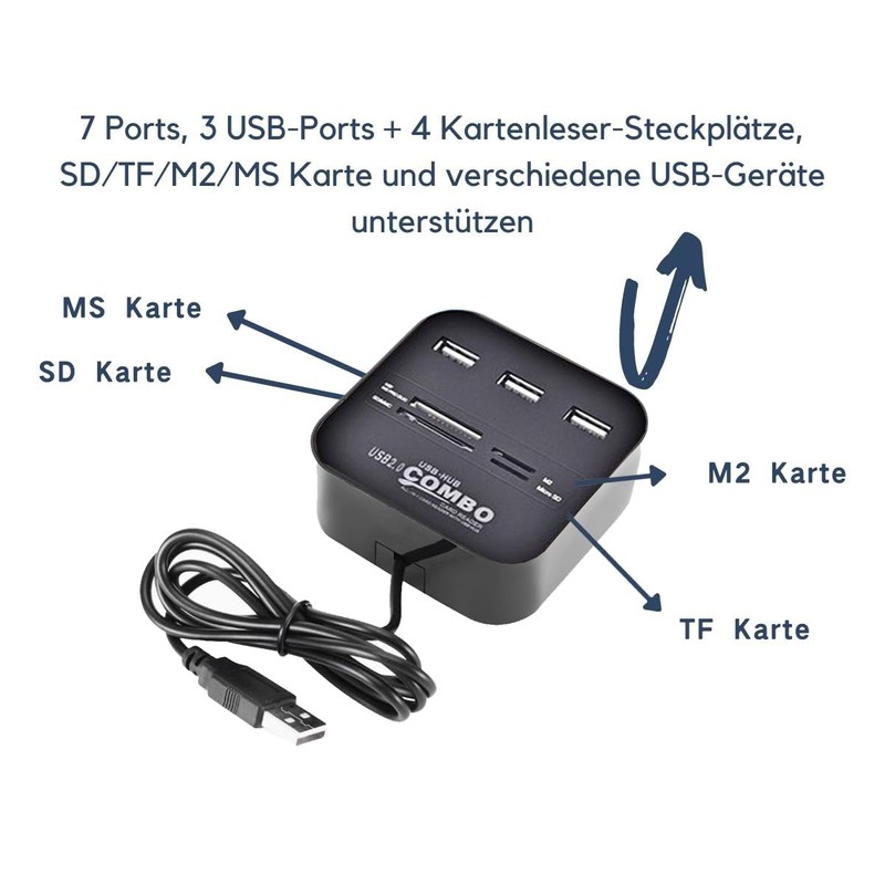 H31CS USB 2.0 Hub with 3 Ports & Card Reader